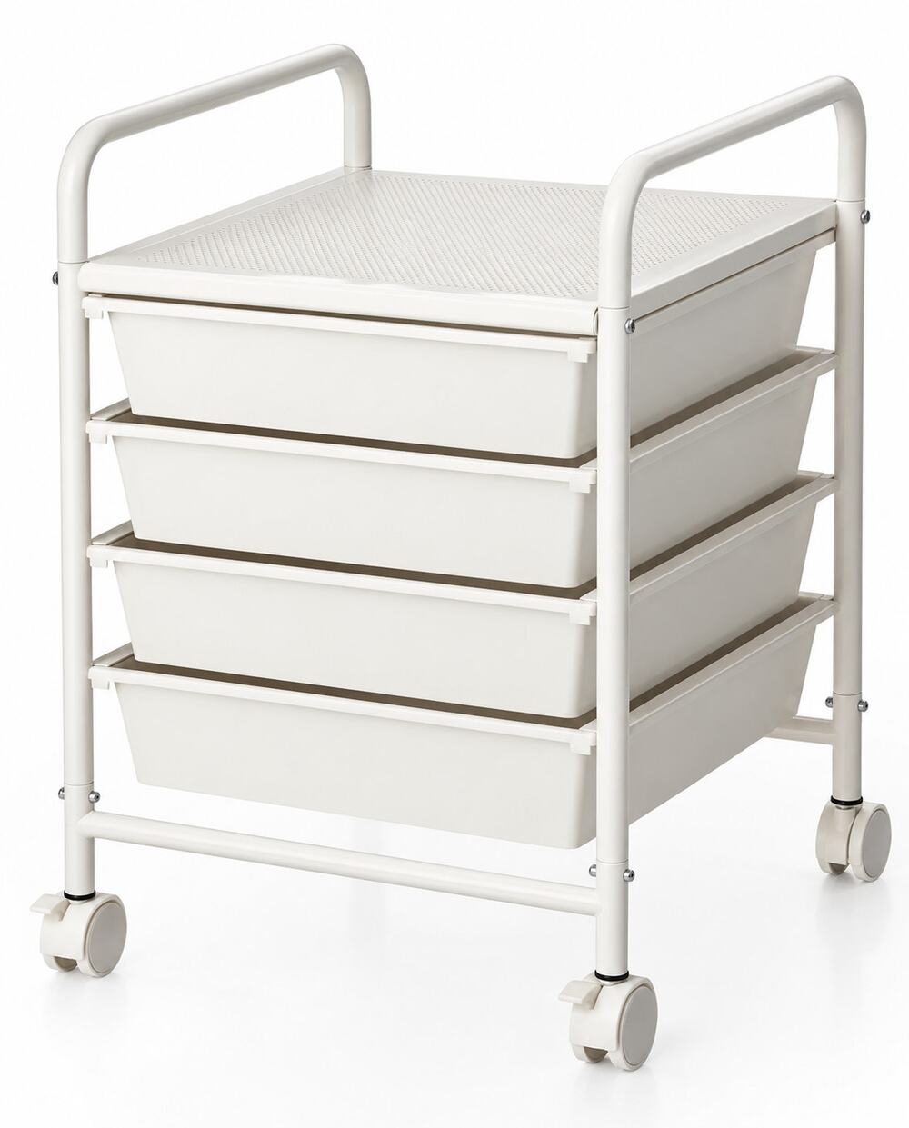 4 Drawer Rolling Utility Storage Cart Mobile Organizer Ivory White Open Box